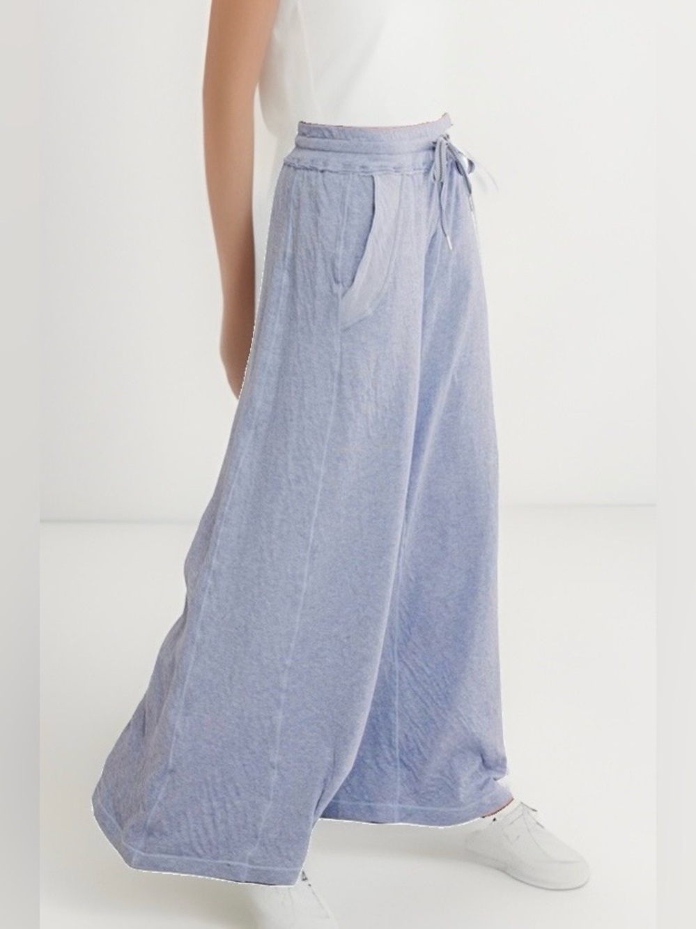 Free People NWT Last Minute Light Blue Wide-Leg Drawstring Pants